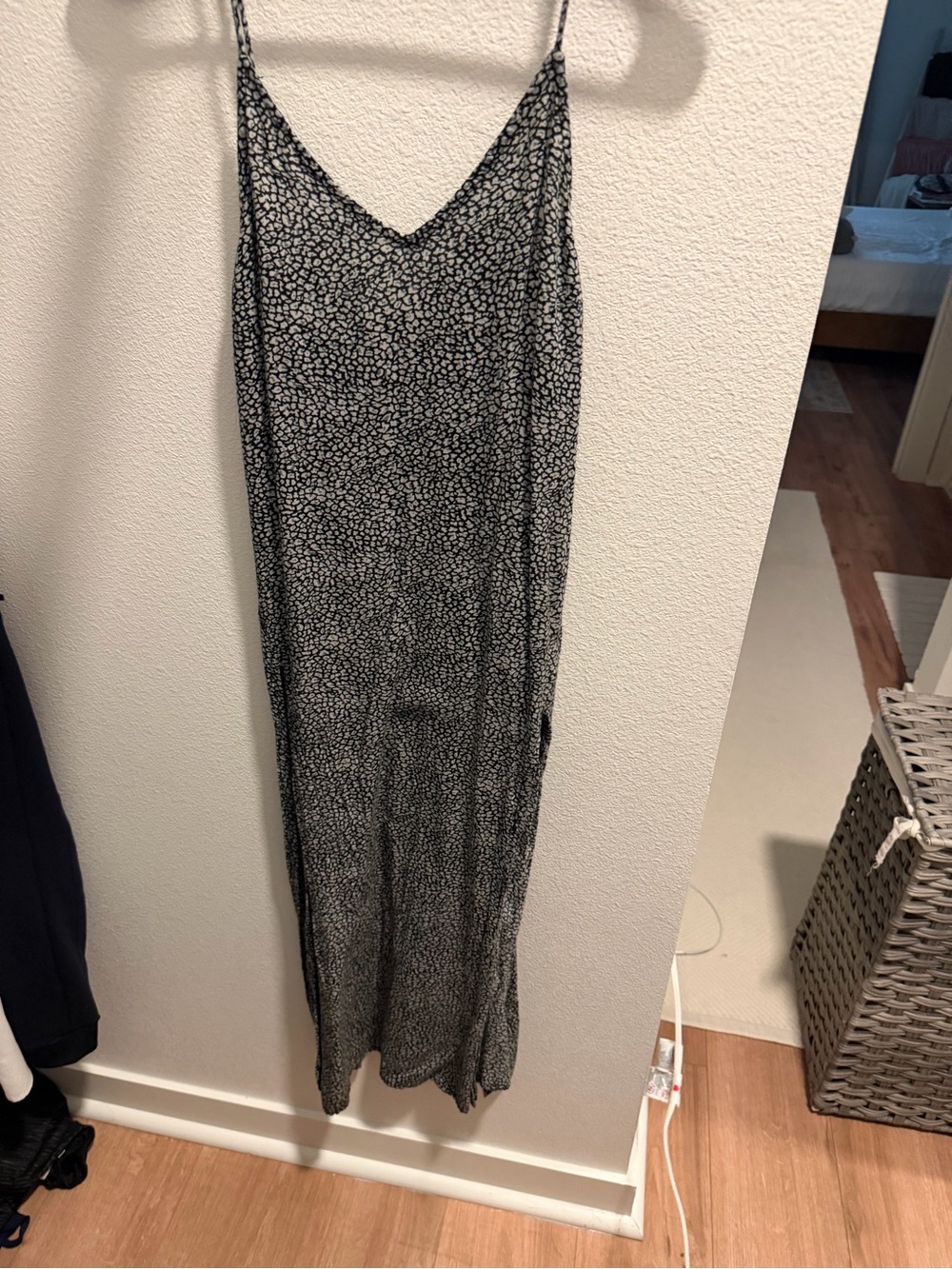 Motel Rocks Black and White Spotted Midi Slip Dress